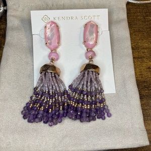 Pink & Purple & Rose Gold Tassel Earrings
